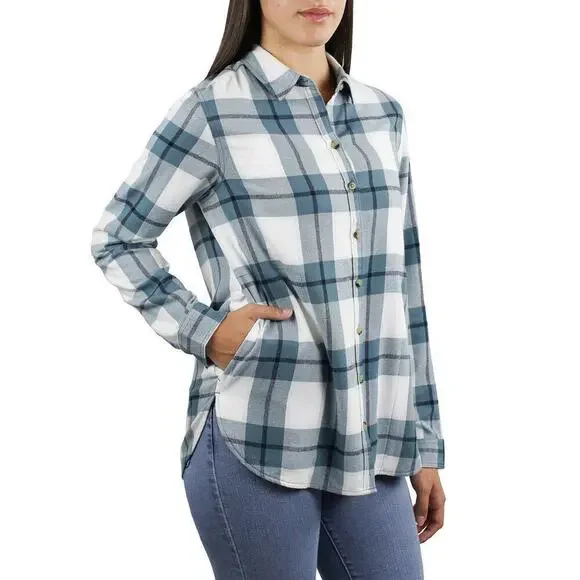 New Jachs Girlfriend Women's' Super Soft Flannel Side Pockets Button Front Shirt - Picture 2 of 7